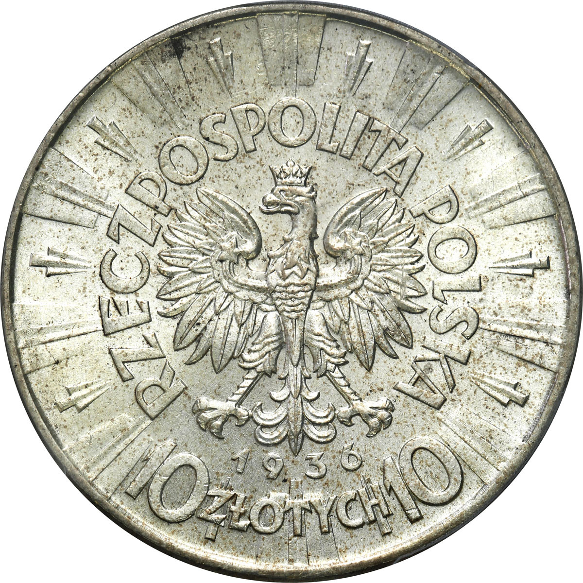 II RP. 10 złotych 1936 Piłsudski PCGS MS63 - WYŚMIENITE